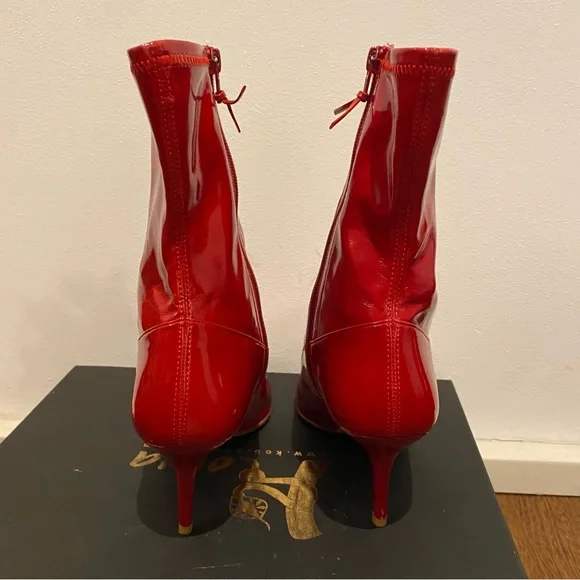 Stuart Weitzman Patent Leather Red Sock Women’s Boots - Picture 6 of 10